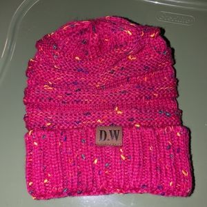 D.W Pink confetti knit Beanie Ladies OSFM Debra Weitzner